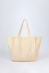 Oversized Canvas Tote Bag In Lemon Yellow Stripe