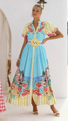 Bloom Maxi Dress - Positano Blue