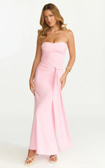 Aria Maxi Dress - Strapless Tie Waist Dress In Pink