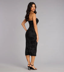 Twist Of Noir Velvet Midi Dress