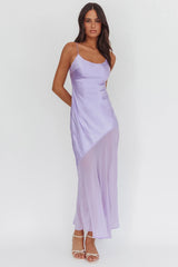 Gilded Dream Chiffon Hem Maxi Dress Lilac