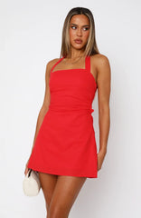 It'S Up To Me Halter Mini Dress Red