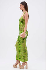 SHINE BRIGHT CROCHET SEQUIN MAXI DRESS IN GREEN