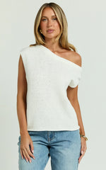 Marilou Top - Knit Off Shoulder Top In White