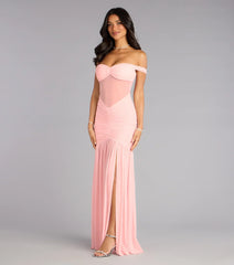 Kimmie Off-The-Shoulder Slit Formal Dress
