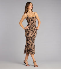Barely Blushing Velvet Mesh Midi Dress