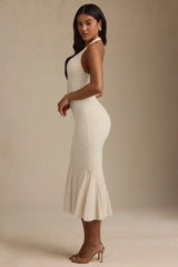 Halterneck Corset Lace Midaxi Dress In Ivory