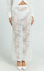 Dahlia Midi Skirt - Lace Skirt In White
