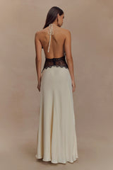 Dinah Lace And Satin Maxi Dress - Black/Ivory