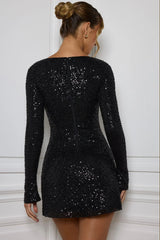 Embellished A-Line Mini Dress In Black