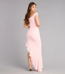 Emmalyn Mesh Off-The-Shoulder Formal Dress