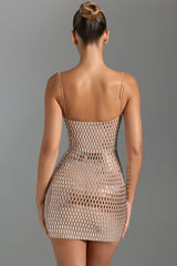 Embellished Cut-Out Mini Dress In Honey