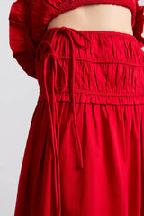 Charlotte Midi Tie Detail Skirt - Cherry