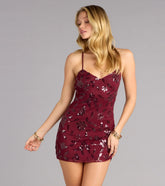Perfect Sparkle Sequin Floral Bodycon Mini Dress