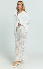Dahlia Midi Skirt - Lace Skirt In White