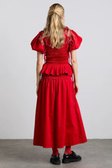 Charlotte Midi Tie Detail Skirt - Cherry