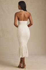 Halterneck Corset Lace Midaxi Dress In Ivory