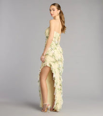 Jacie Floral Ruffle Column Formal Dress