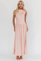 Dorothea High Cowl Open Back Maxi Dress Dusty Pink
