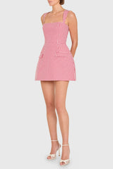Bethany Skort Romper in Gingham