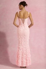 Embellished Fishtail Corset Gown In Pink