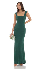 Open Back Maxi Dress In Green