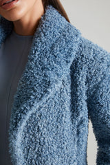 Long Shearling Coat In Blue