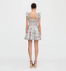 Couturebudthe Charlotte Nap Dress - Green Floral Block Stripe