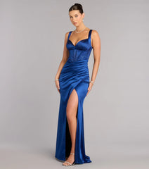 Aurora Satin Rhinestone Corset Formal Dress