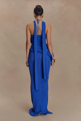 Caprice Halter Knit Maxi Dress - Cobalt
