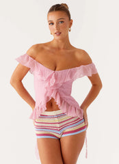 Dylan Off Shoulder Top - Pink