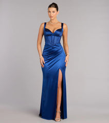Aurora Satin Rhinestone Corset Formal Dress