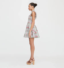 Couturebudthe Charlotte Nap Dress - Green Floral Block Stripe