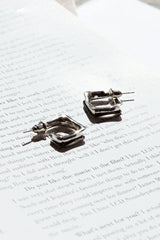Maddox Small Square Hoop Earrings Silver