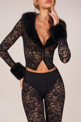 Laced Capri Trousers  in Black