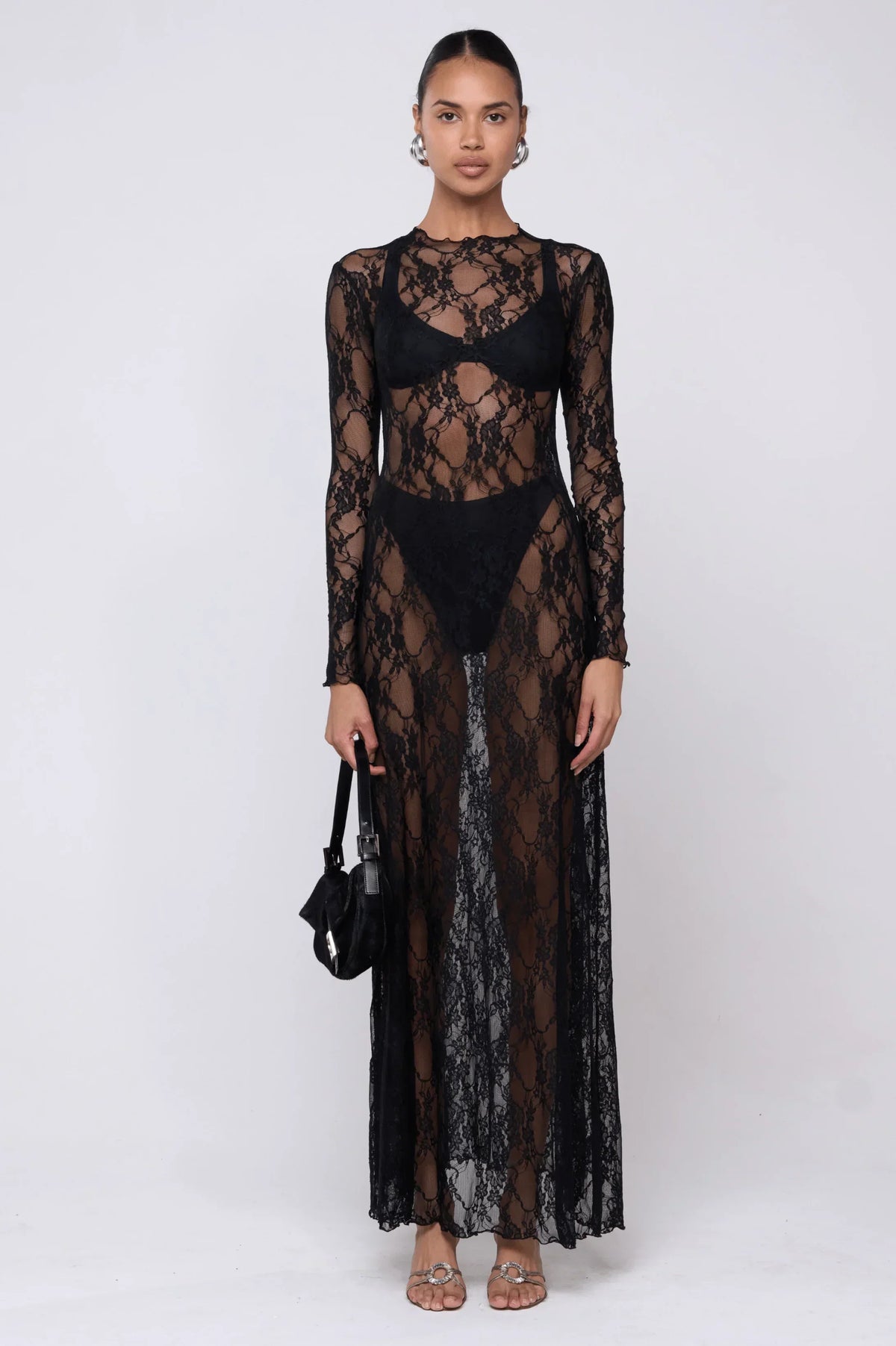 Sheveta Lyon Lace Dress In Black Lace