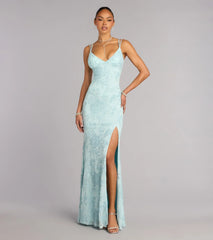 Carla Sequin Lace-Up Formal Dress