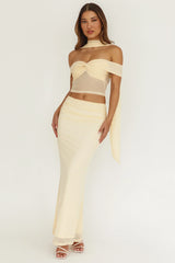 All The Lights Off-Shoulder Crop Top Cream