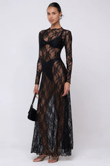 Sheveta Lyon Lace Dress In Black Lace
