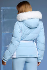 Ski Jacket With Detachable Sleeves In Baby Blue