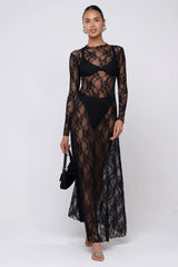 Sheveta Lyon Lace Dress In Black Lace