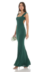 Open Back Maxi Dress In Green