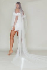 Angela Pearl Embellished Veil White