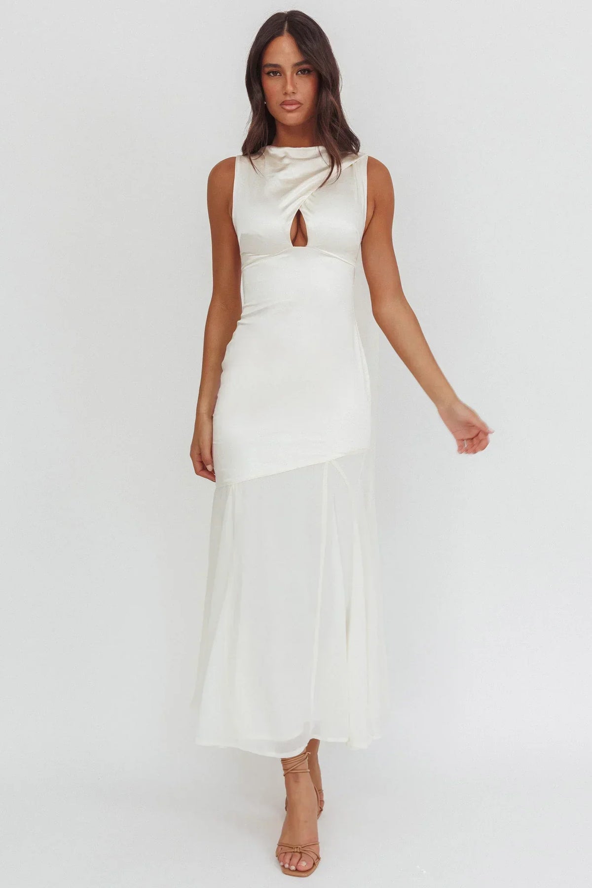 Meliza Keyhole Bust Maxi Dress Oyster