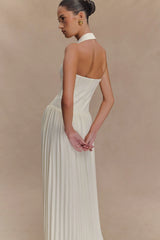 Stacie Pleated Halter Maxi Dress - Ivory