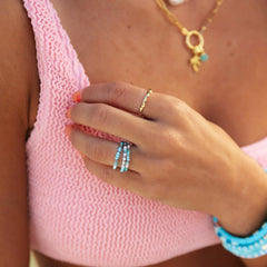 Faceted Gold Bead Stretch Ring