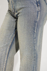 Chasing A Dream Embellished Stretch Straight Leg Jeans - Vintage Wash