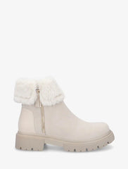 Bottines En Suédine À Revers En Fausse Fourrure - Beige