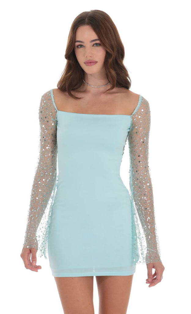 lucy in the sky long sleeve dress Sequin Blue – IN SSKY drape sheer sleeves and Here are some absurd Choose Size:EU42 - UK9 - US11 (Wide version) Very Dark Grey