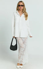 Dahlia Midi Skirt - Lace Skirt In White